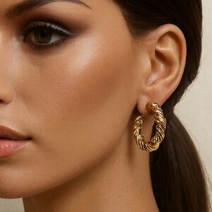 2/$30 Gold-tone Twisted Wire Open Hoop 0.6-in Small Earrings - Women's Jewelry